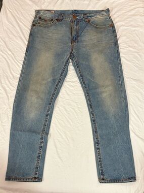 Vintage Y2K True Religion Ricky Super T Jeans Men Sz 40 USA Denim Leather Patch